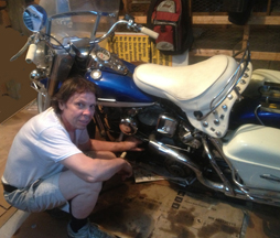 working on old Harley in 2015